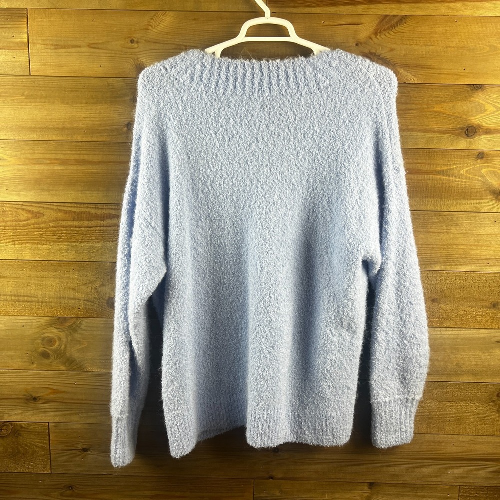 Aerie Womens Sweater Teddy Boucle Oversized Fuzzy Vneck Cozy Wool Blend Large - Picture 5 of 7